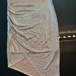 Elegant Silver Ruched Skirt